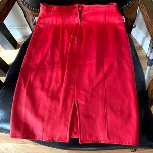 Vakko Red Leather Skirt Size 10 Womens Ladies Reta